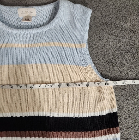 Y2K Vintage Studio Works Knit Vest Womens Large Sleeveless Striped - Picture 4 of 5